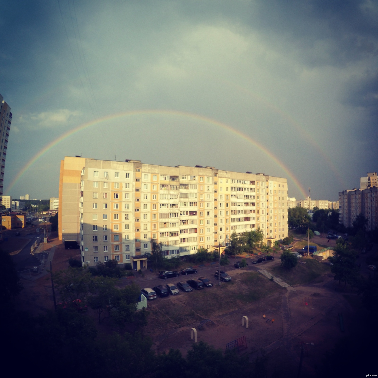 Double Rainbow - My, Minsk, Rainbow, Xiaomi Yi, After the rain