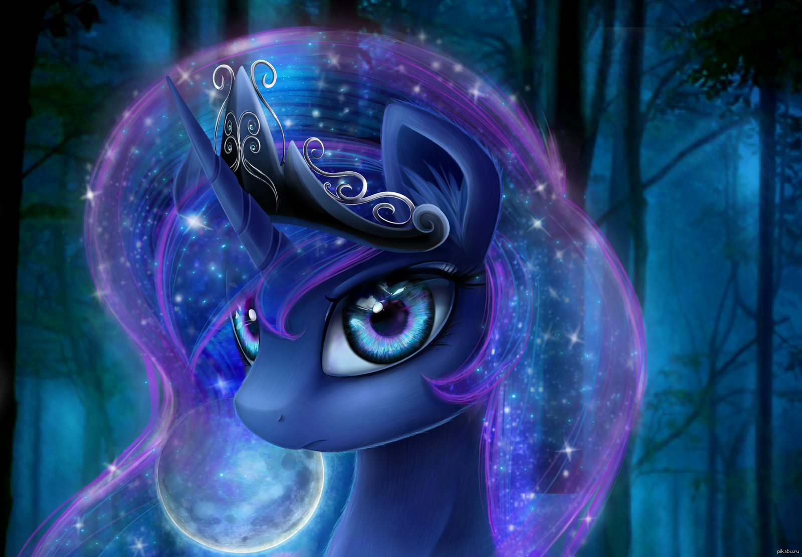 Богиня ночи, My Little Pony, Princess Luna, Ponyart, Арт, Magnaluna.
