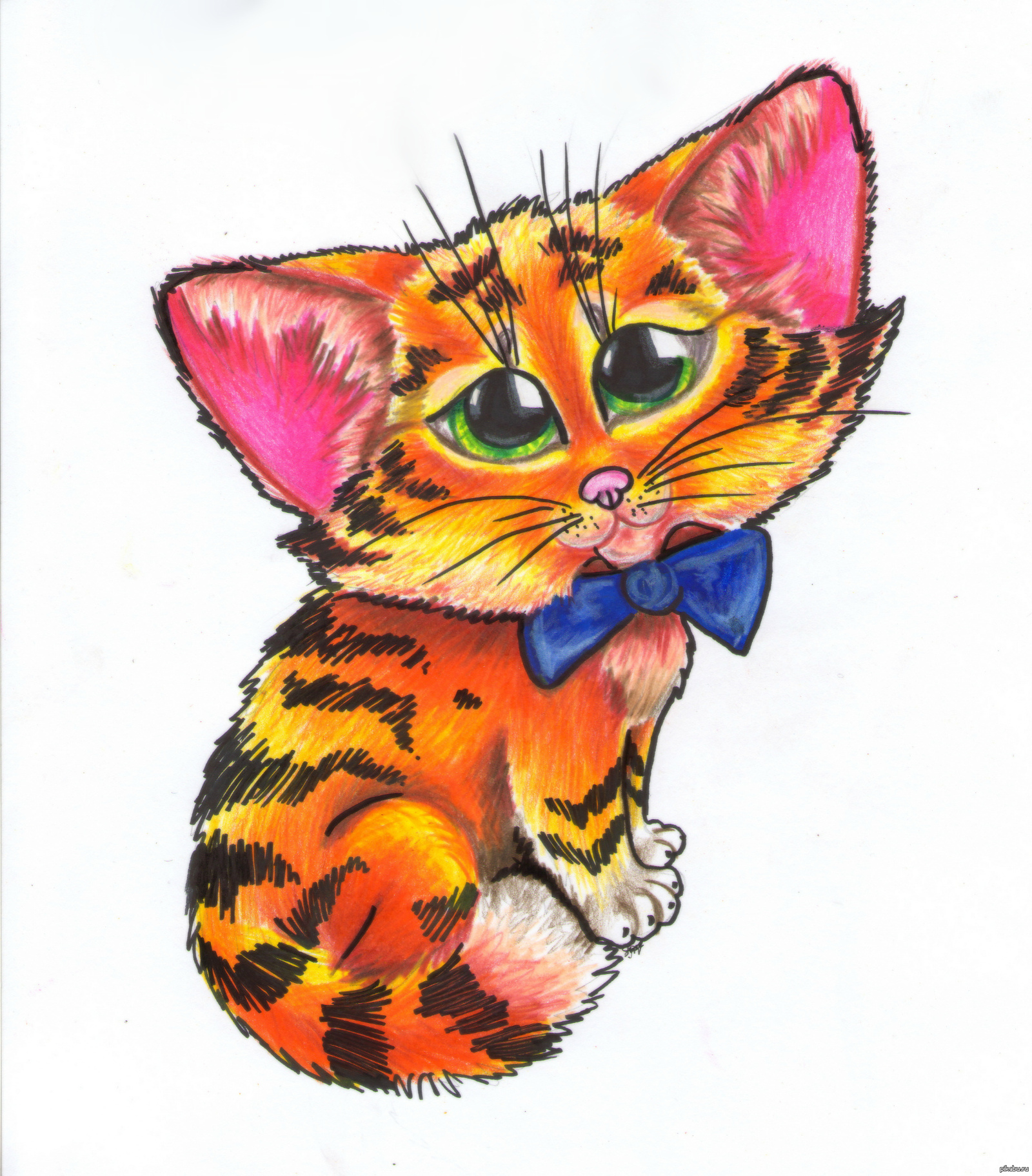 Полосатый кот рисунок