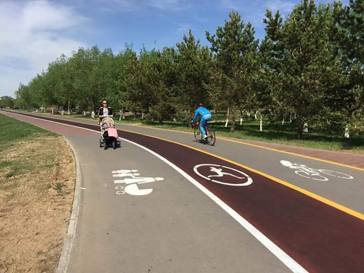 An excellent solution in the Astana bike park. - Astana, Bike path, Treadmill