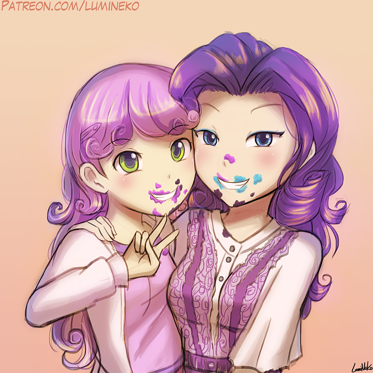 Ice Cream Sisters - My little pony, Sweetie belle, Rarity, Humanization, MLP Season 7, Lumineko