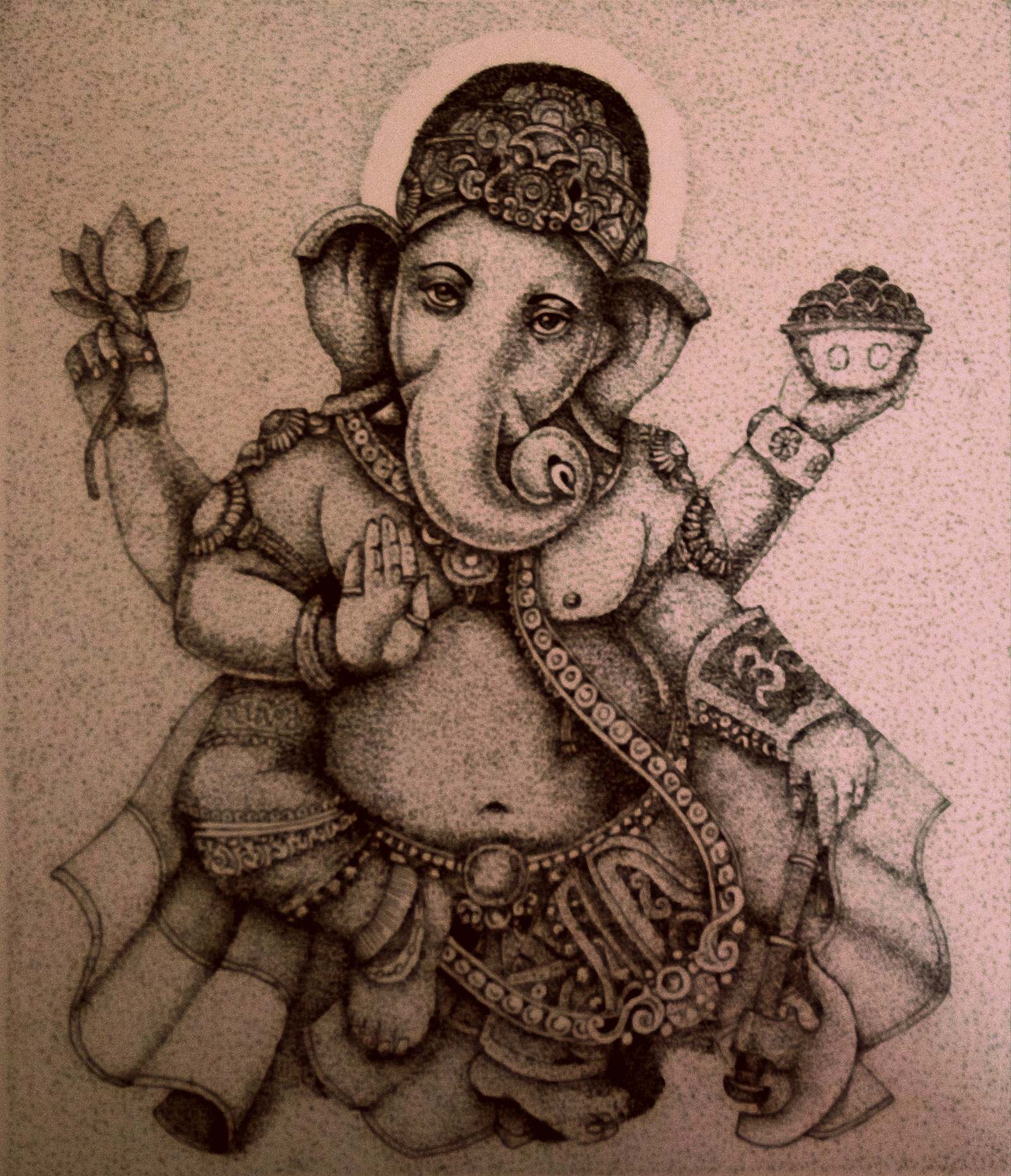 ganesha dotwork - My, Ganesha, Dotwork, Drawing, Creation, Liner