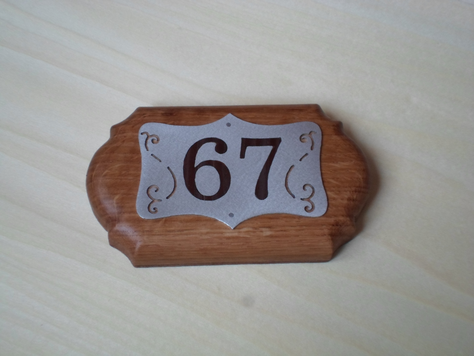 Plate with the apartment number on a neodymium magnet - My, Табличка, Handmade, Oak, Ash, Longpost