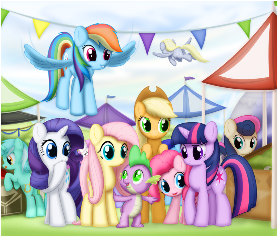 A Day at the Market - My Little Pony, PonyArt, Mane 6, Lyra Heartstrings, Bon Bon, Derpy Hooves, Spike