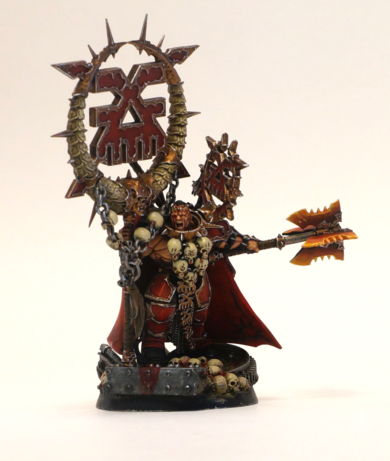 Khorne Banner Bearer (Bloodsecrator) - My, Warhammer, Warhammer: age of sigmar, Blades of Khorne, Miniature, Chaos, Blood, Scull, , Longpost