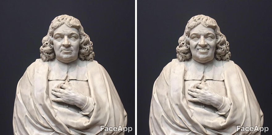 The guy goes to museums and “makes fun” old portraits using the FaceApp application - Faceapp, Museum, Exhibit, Smile, Longpost