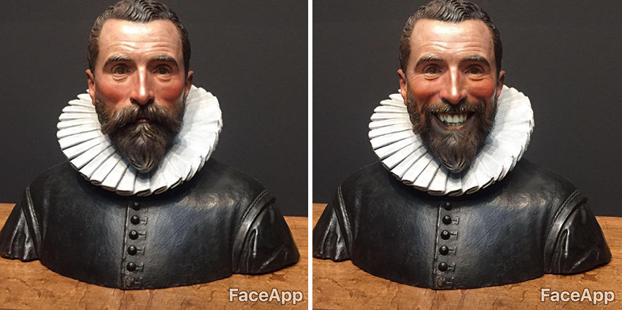 The guy goes to museums and “makes fun” old portraits using the FaceApp application - Faceapp, Museum, Exhibit, Smile, Longpost