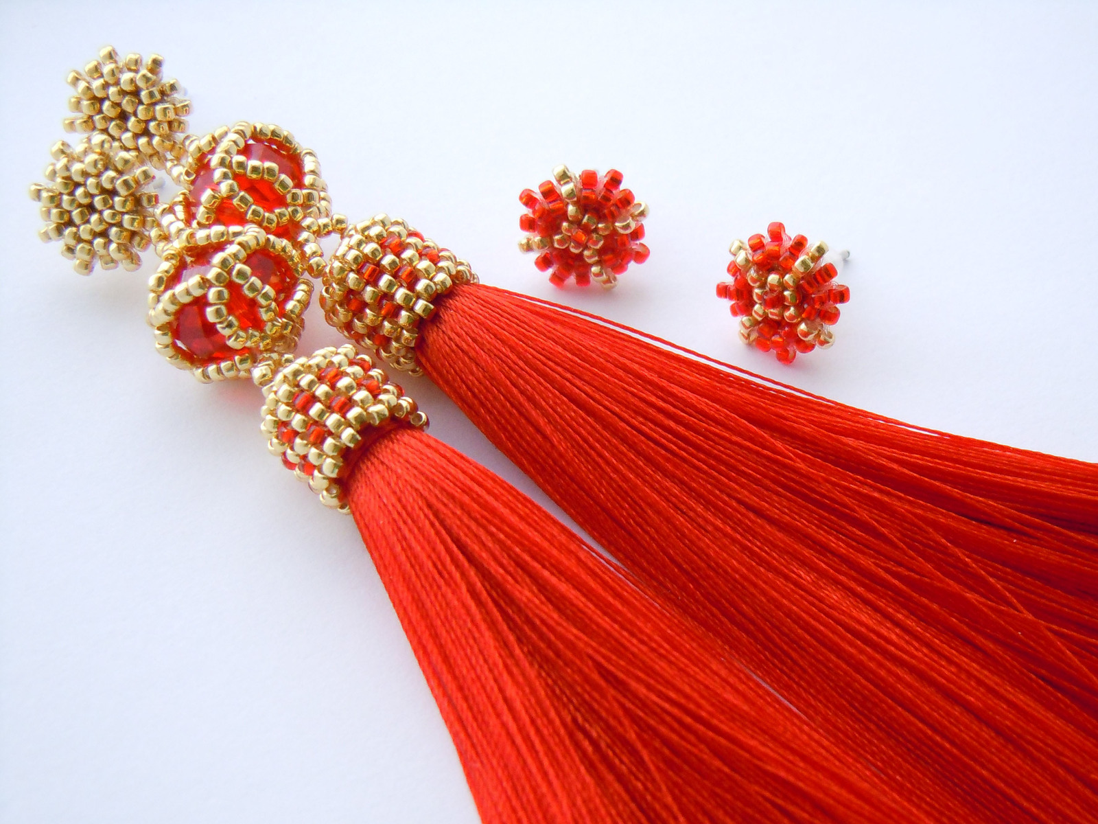 Tassel earrings - My, Handmade, Earrings, Brightness, , , Beading, Longpost