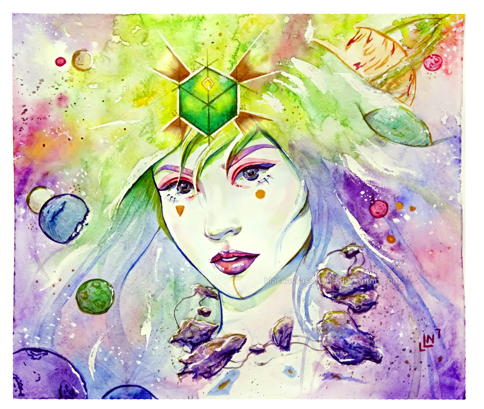 Portrait 17 universe - My, Art, Watercolor, Portrait, My, Drawing