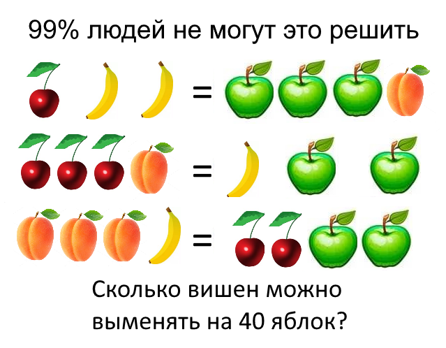 Problem about fruit - Cherry, Task, Logics, Mathematics, Головоломка, Vegetables