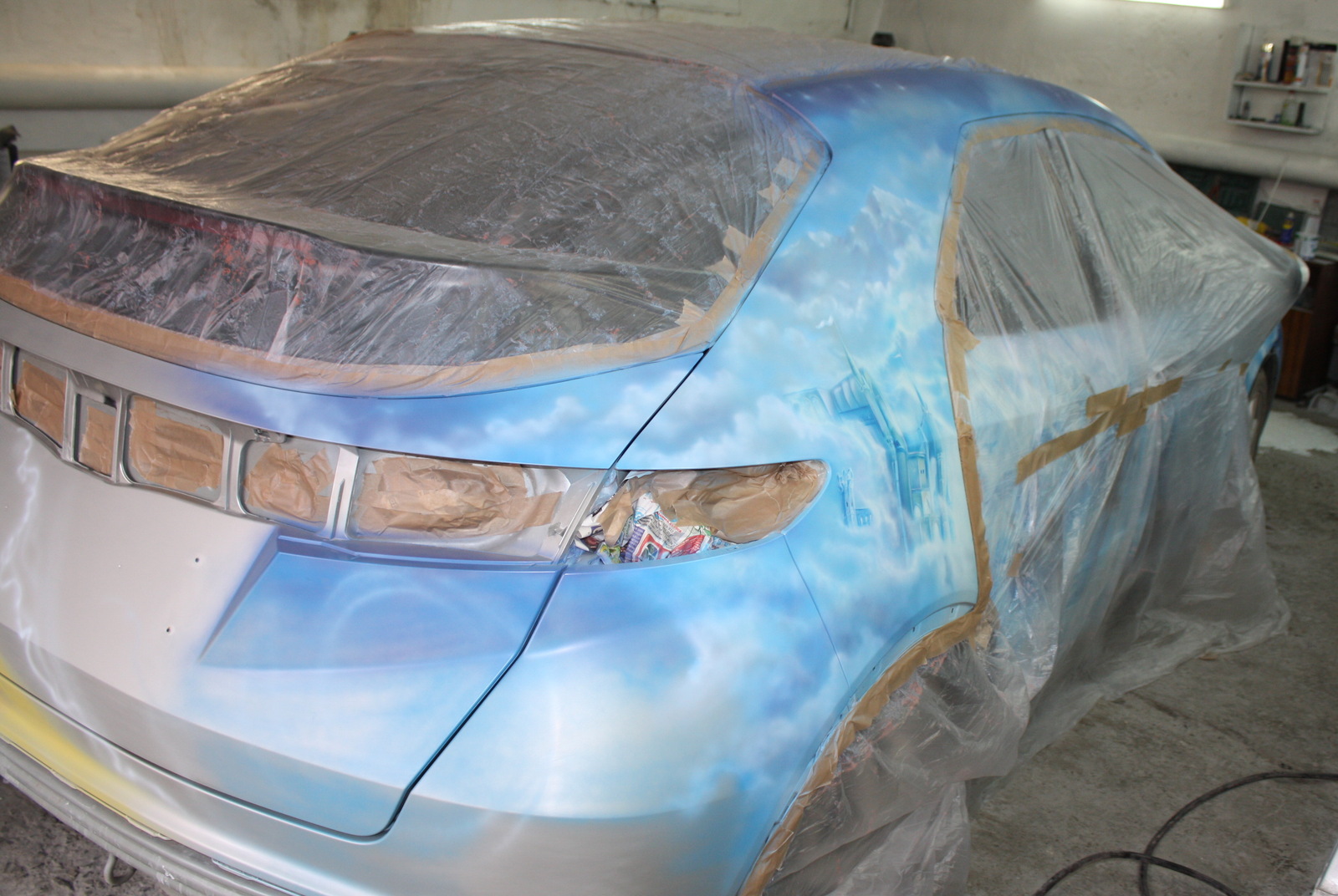 Airbrushing aft Honda Civic 5D, A bit of process - My, Airbrushing, , Honda civic, 5d, Tyumen, Airbrushing72, Tyumenaero, Tyumenaero, Longpost