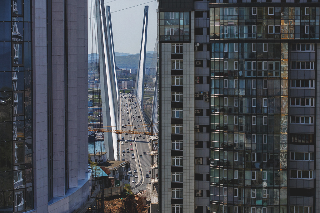 View of the Golden Bridge - Russia, Vladivostok, The photo, Architecture, Bridge