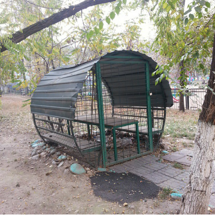 Strict security gazebo... - My, Alcove, Courtyard, Almaty