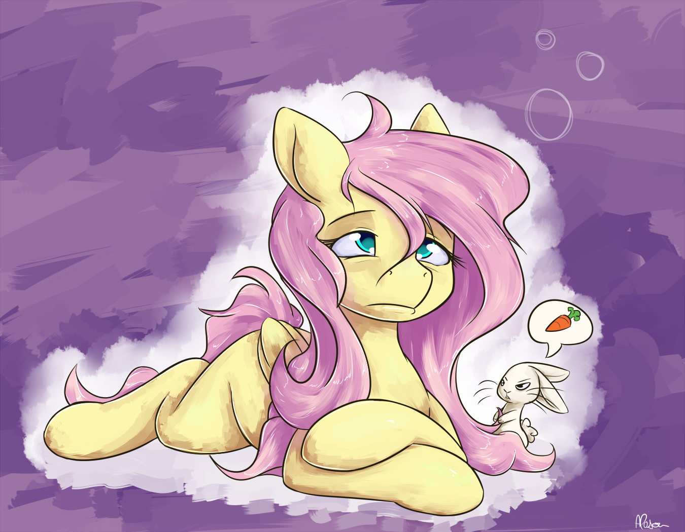 Fatigue - My little pony, PonyArt, Fluttershy, Angel bunny, Alasou