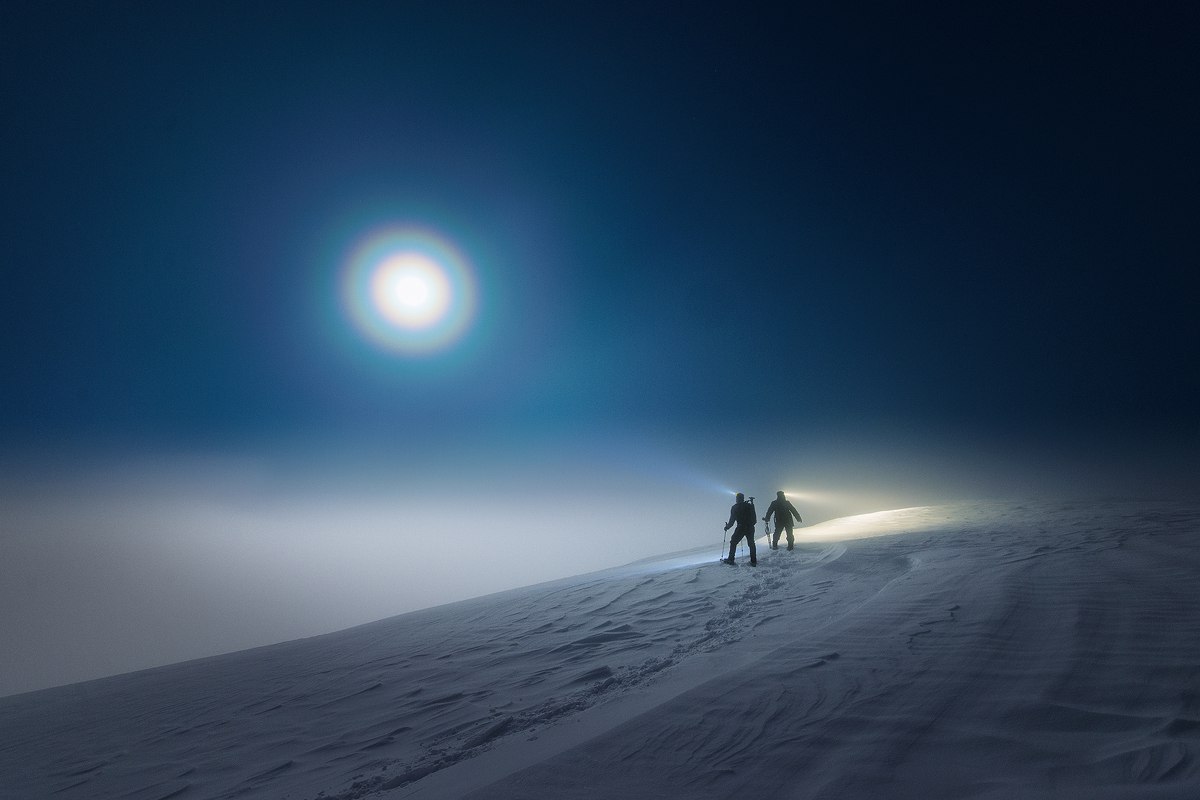 Other worlds are on our planet - The mountains, Snow, Halo, moon, Night, Headlamp, Climbing, Travels