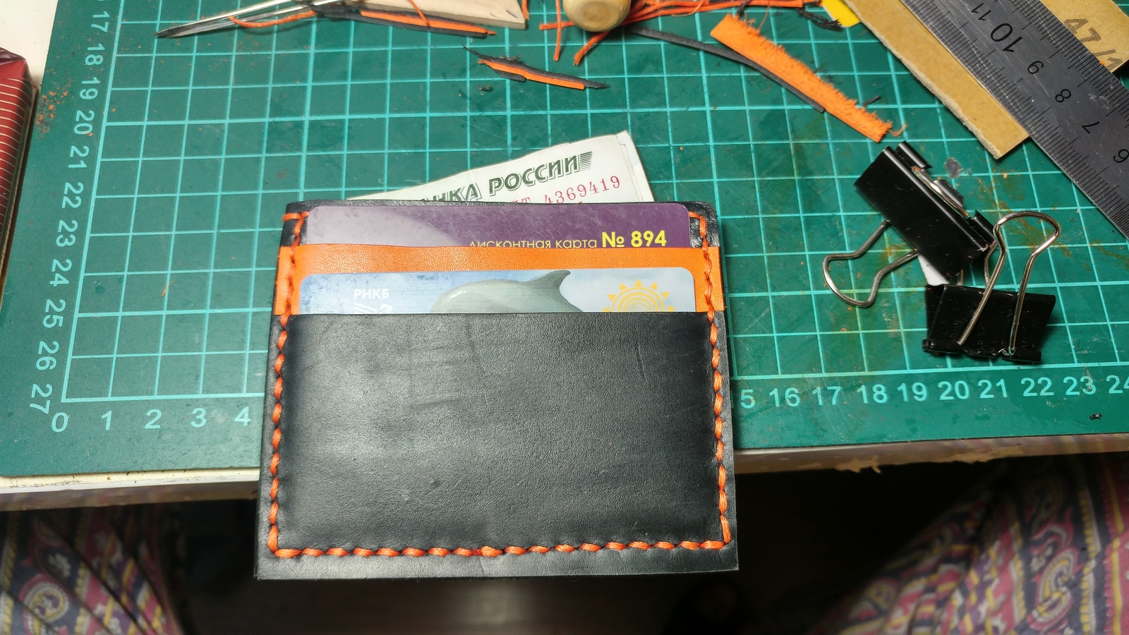 While I lie and get sick, I experiment with color. - My, Handmade, Leather, Wallet, , Longpost