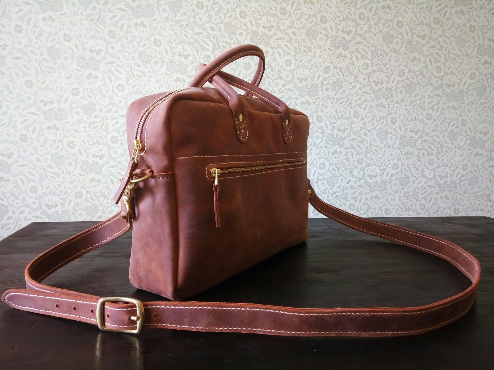 Genuine leather bag - My, Leather, Leather craft, Hobby, Longpost, Leather products