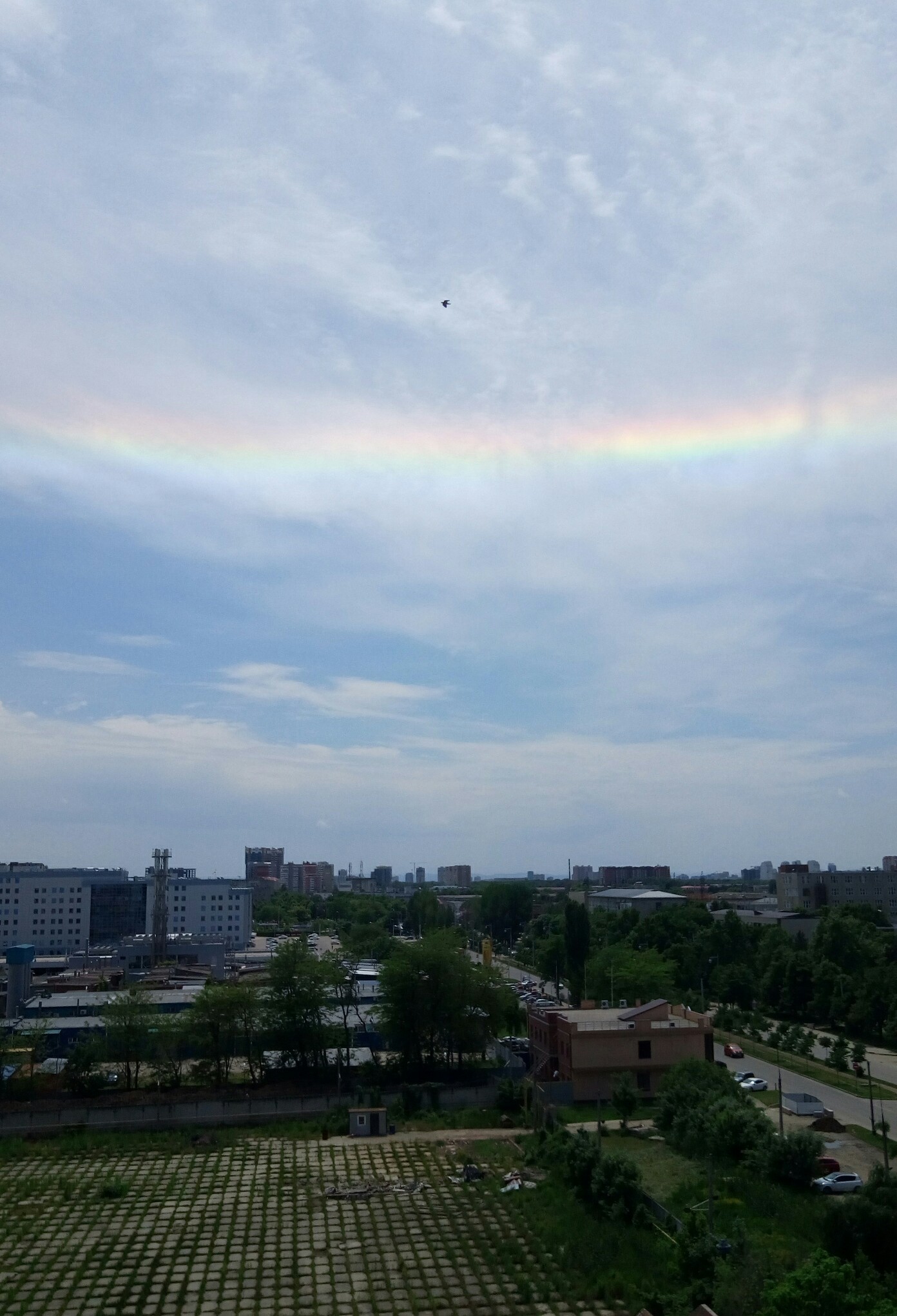 Unusual rainbow, no rain. - My, Sky, Rainbow, Krasnodar, Longpost