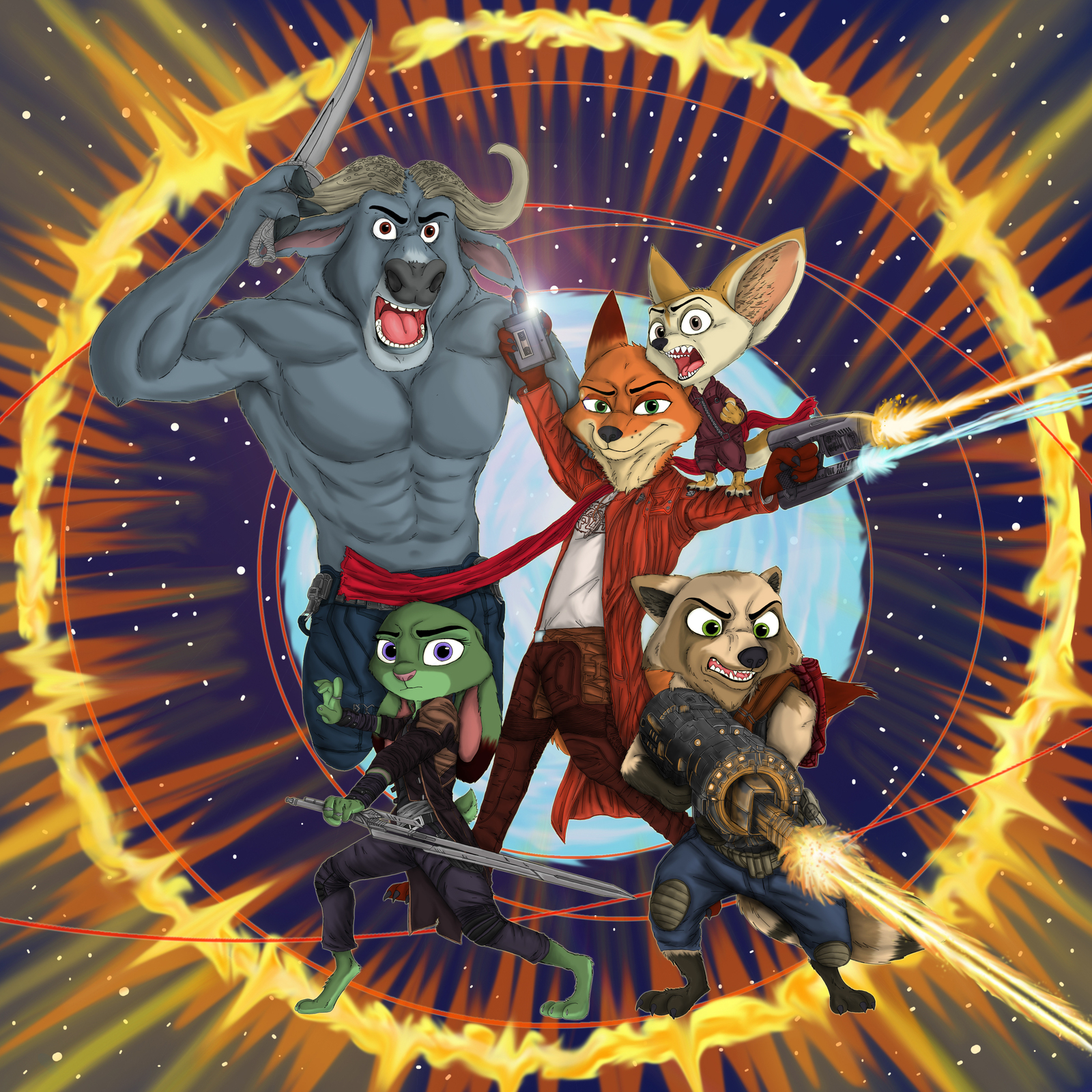 Zooguardians of the Galaxy - Art, Zootopia, Guardians of the Galaxy, Ziegelzeig