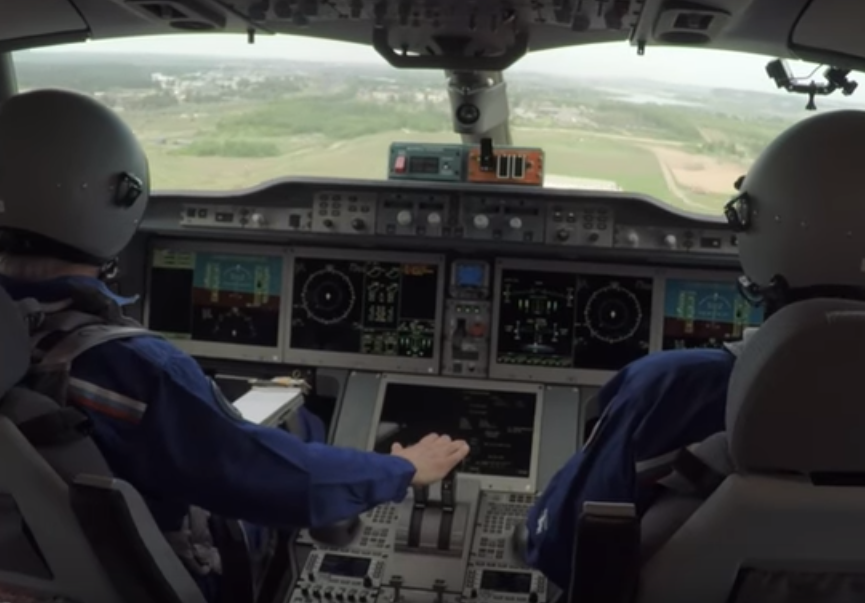 The flight of the new Russian passenger aircraft was filmed from the cockpit - Russia, Airplane, Aviation, , MS-21