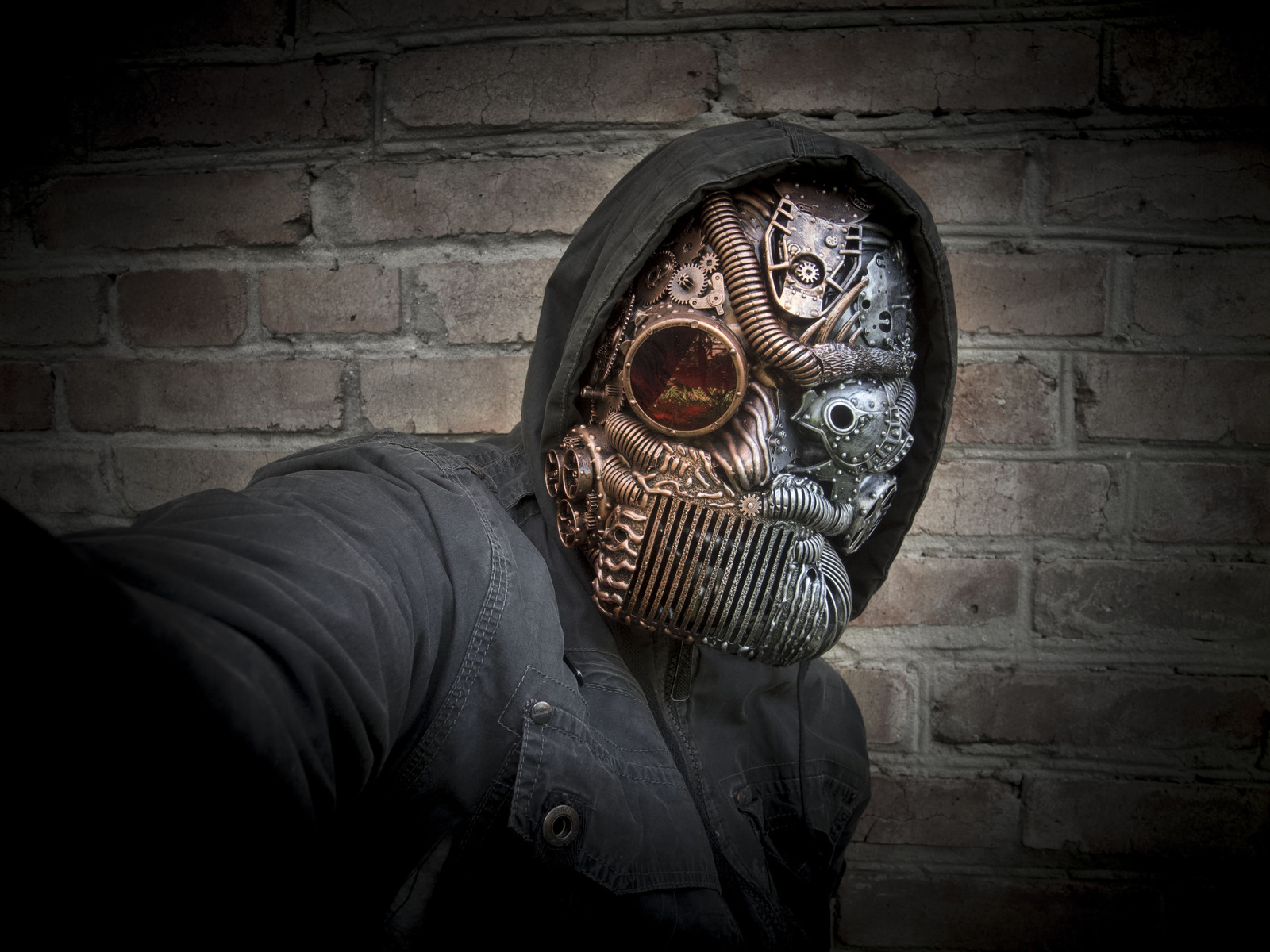 Cyber ??or Steam? - My, Steampunk, Cyberpunk, Cosplay, Mask, Bricks, 