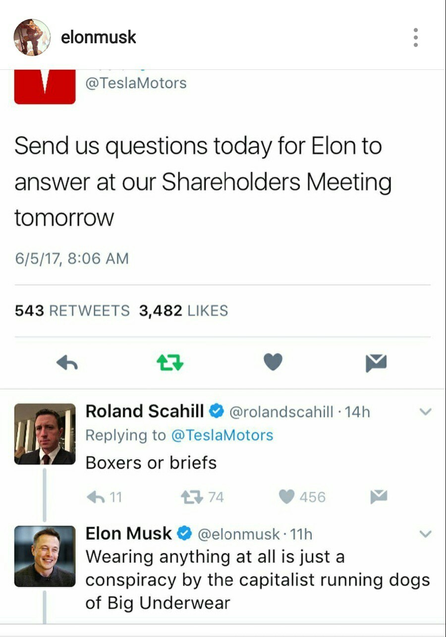 Elon Musk: I love my shareholders Or twitter joke of the day - Elon Musk, Instagram, Joker, Board of Directors, news