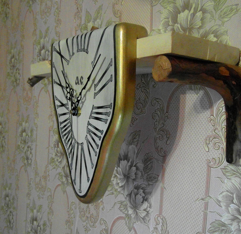 Made a clock in the style of Salvador Dali. - My, Clock, Do it yourself, With your own hands, Handmade, Tree, My, Longpost, Creation