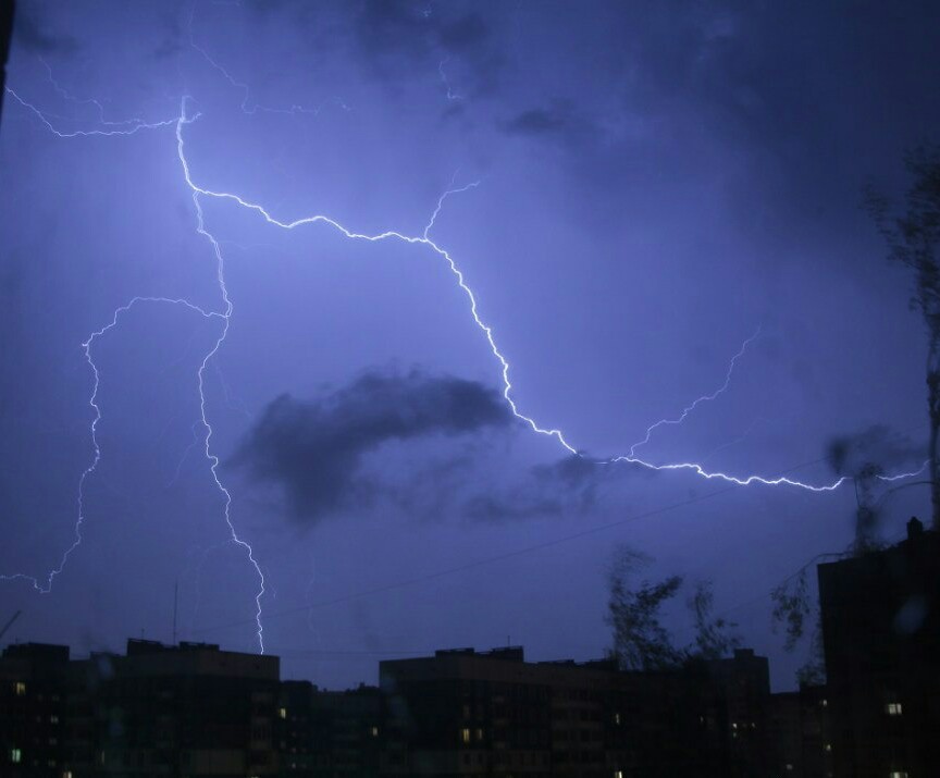 Thunderstorm - My, Sky, Night, Thunderstorm, Lightning, The photo