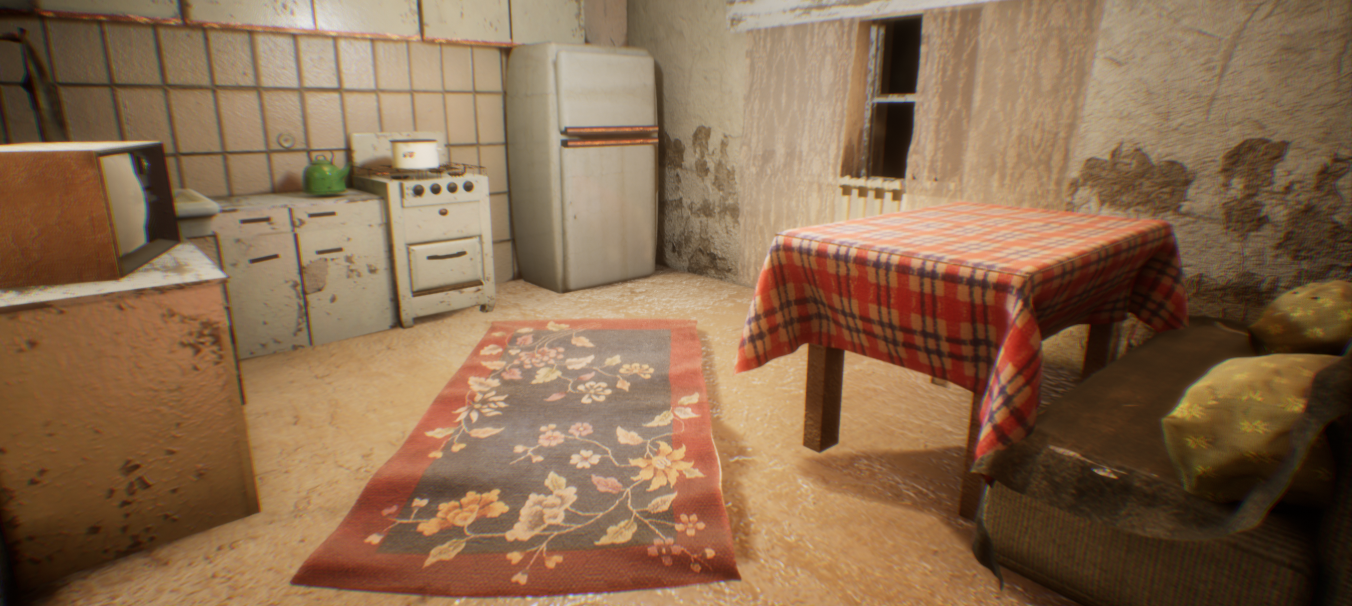 USSR style kitchen - My, Unreal Engine 4, the USSR, Kitchen, 3D, Blender, Lamp character, 3D modeling, Render, Longpost