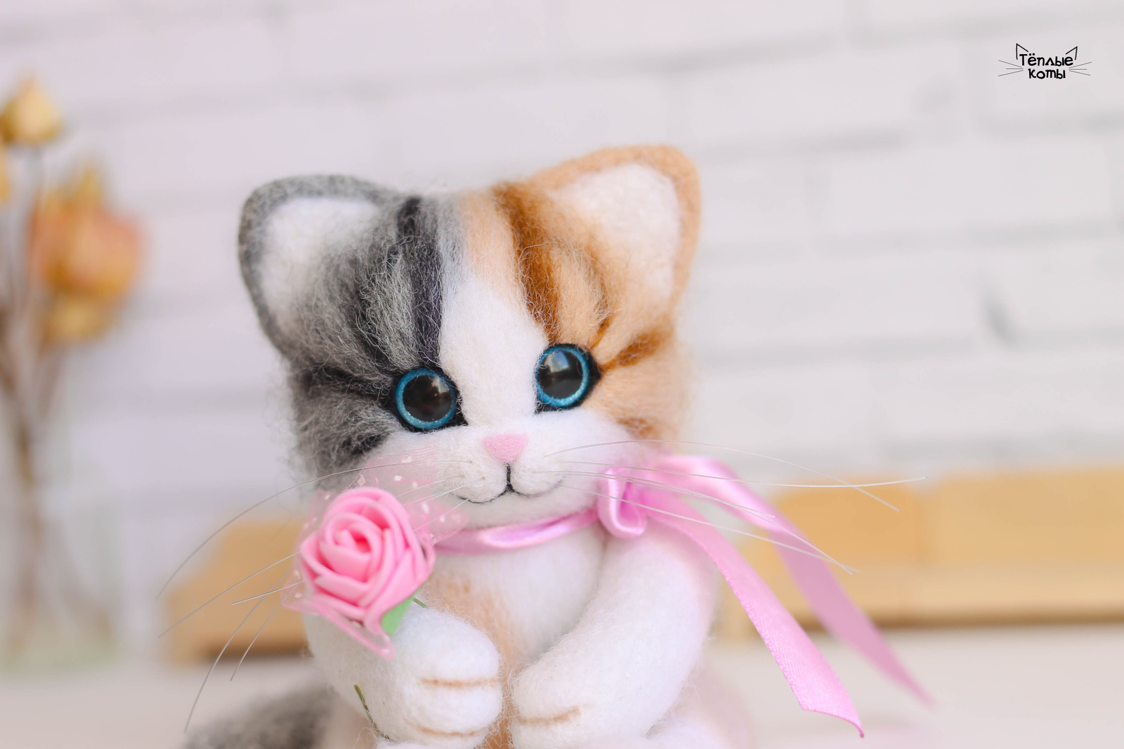 Tricolor cat. Dry felting. - My, Creation, Dry felting, Wallow, Art, Handmade, cat, Author's toy, , Longpost