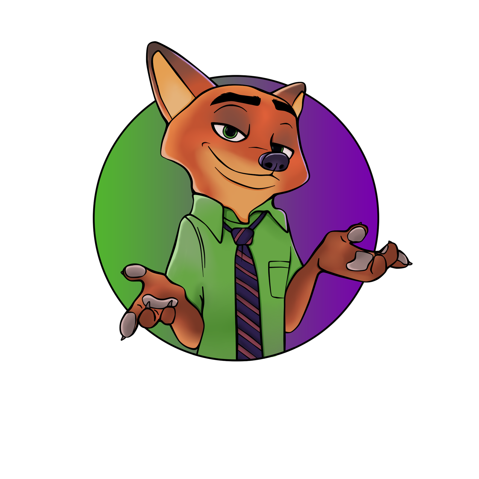 My first color work, so do not judge strictly) - My, Zootopia, Zootopia, , Nick wilde, Критика