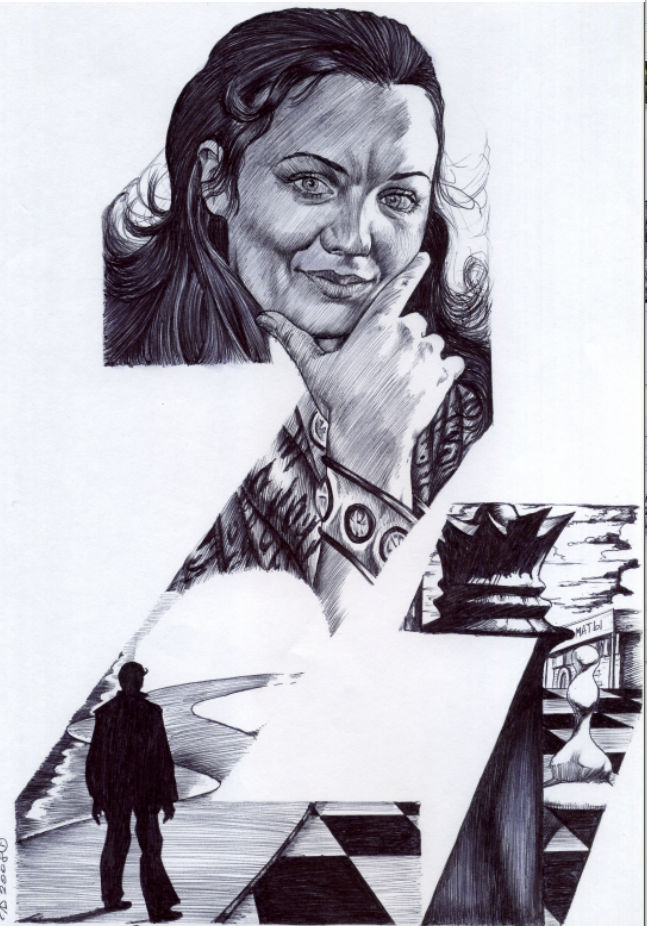 PORTRAIT OF MOTHER FOR THE BIRTHDAY - My, Pen drawing, , 