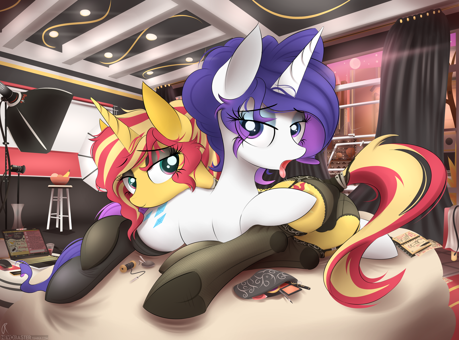 Fire and Cold - NSFW, My Little Pony, Sunset Shimmer, Rarity, MLP Edge, MLP Suggestive, Шиппинг, MLP Lesbian, Nevobaster