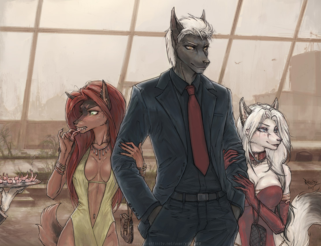 Stylish party - Furry, Anthro, Art, Rikkitz