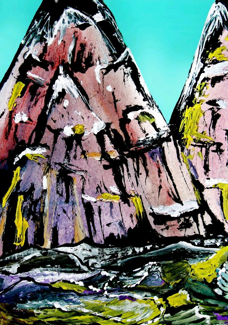 Pastel, acrylic, photoshop - My, The mountains, Pastel, Acrylic, Photoshop, , , , Longpost