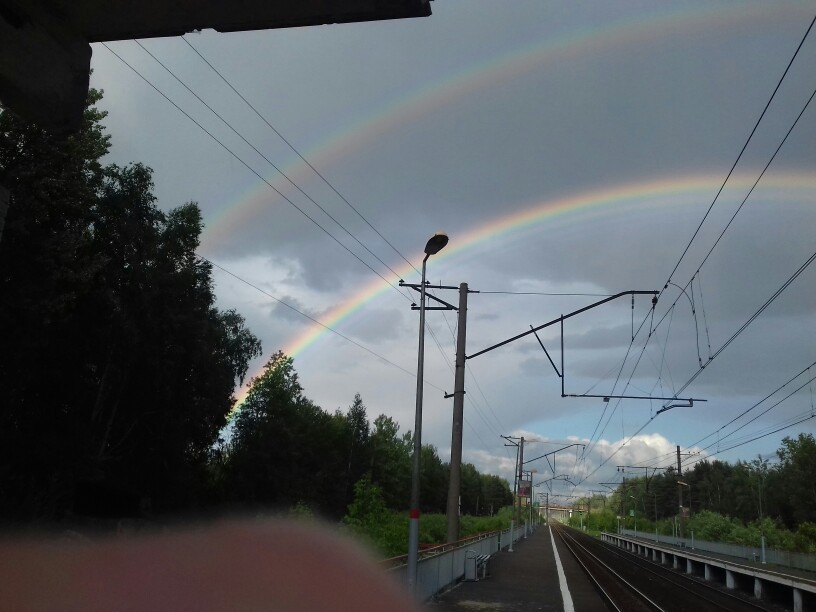 Rainbow in the Moscow region. - My, Moscow suburban evenings, Rainbow, Not photoshop, Longpost