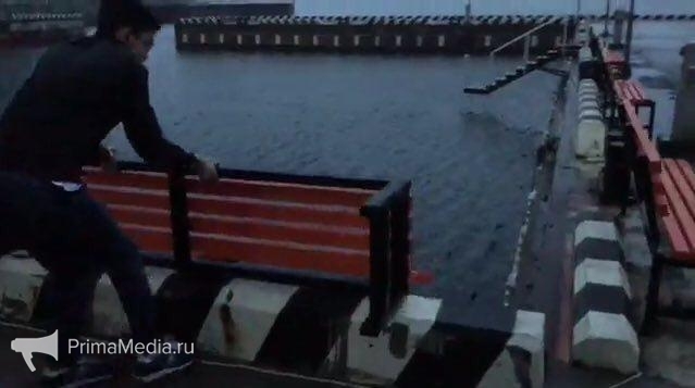 Vandals drowned a new bench in Vladivostok and bragged about it on social networks - Vladivostok, Children, Idiocy, Vandalism