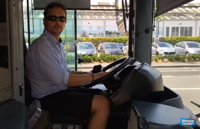 French bus drivers dressed in skirts - France, , Protest, Heat, Video