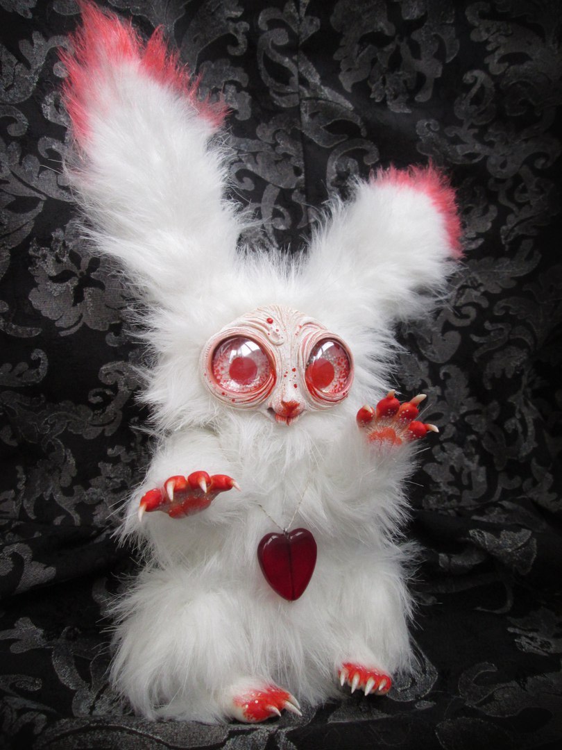 Albino mischievous bunny - My, Author's toy, Scarecrow, Albino, Rabbit, Longpost