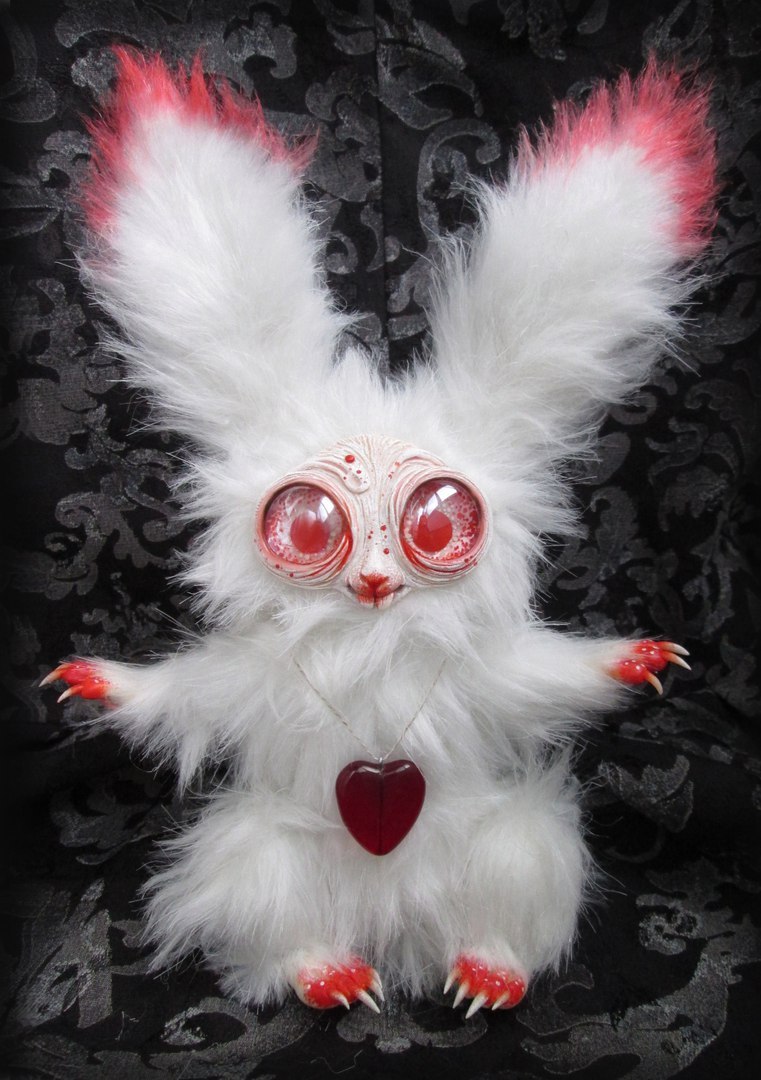 Albino mischievous bunny - My, Author's toy, Scarecrow, Albino, Rabbit, Longpost