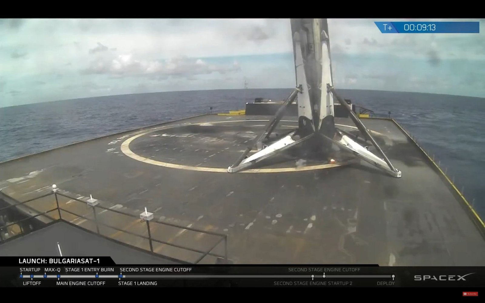 Landing of the first stage of the Falcon-9 launch vehicle. - Sea, Cosmonautics, Rocket, Elon Musk