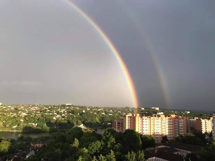 After a thunderstorm.. Double rainbow :) - The photo, Thunderstorm, Rainbow, , Longpost, Tag