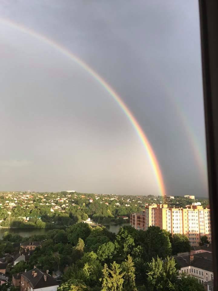 After a thunderstorm.. Double rainbow :) - The photo, Thunderstorm, Rainbow, , Longpost, Tag