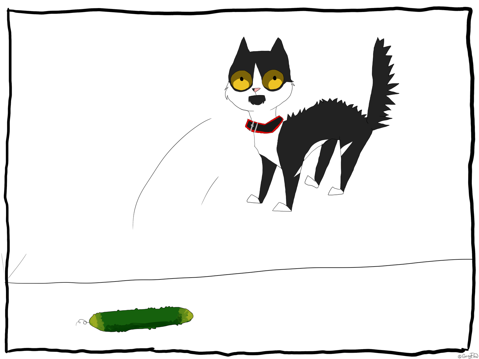 Cats and cucumbers - My, cat, Drawing, Art, Comics, 