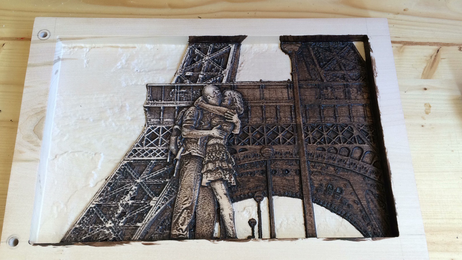 How I cut a picture for my sister - My, The Gift of Hands, , Paris, Eiffel Tower, Wood products, Needlework with process, Handmade, Video, Longpost