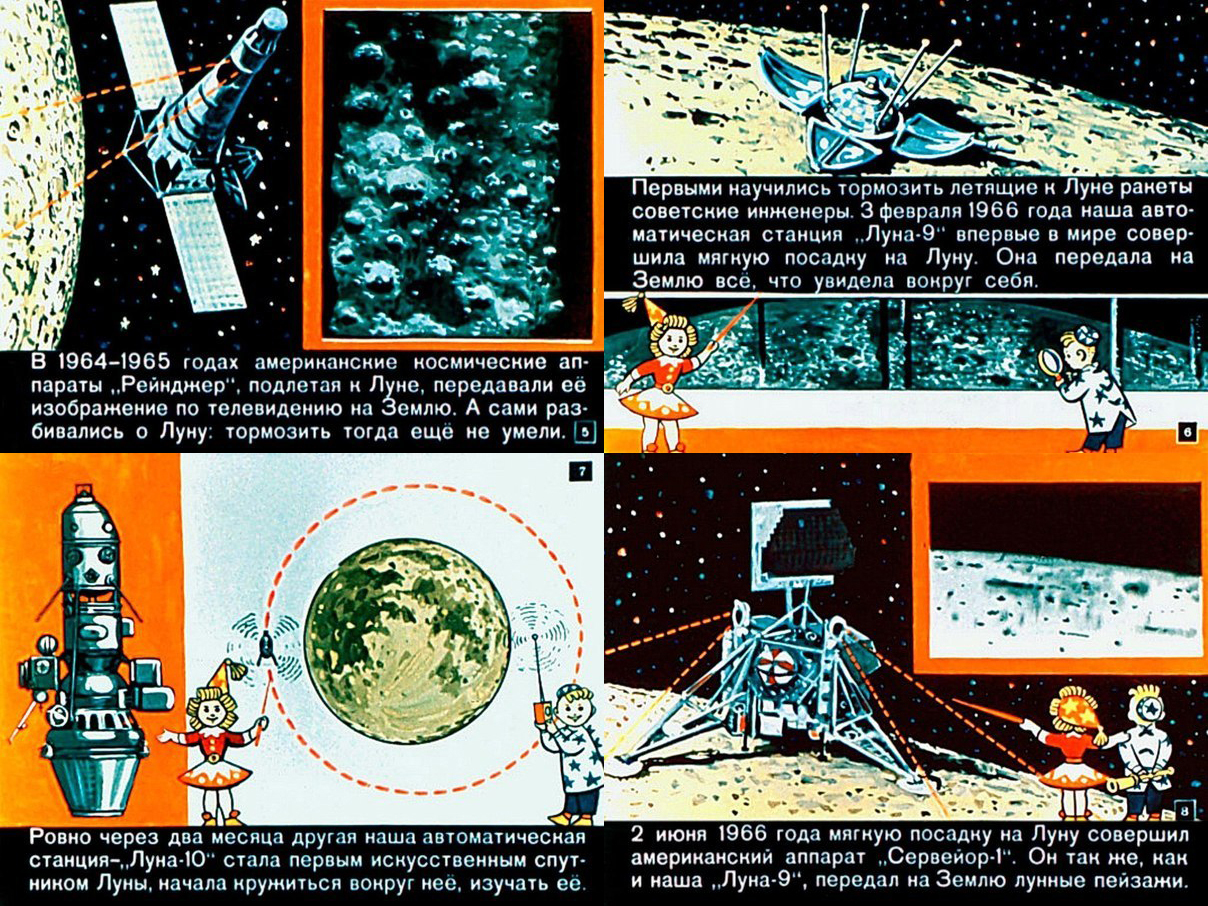 Советский диафильм Станция Луна - Космос, Луна, СССР, Диафильм, Длиннопост, Фантастика, Диафильмы