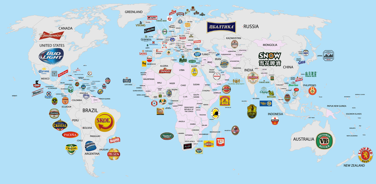 Beer map of the world - Beer, Popularity, World map