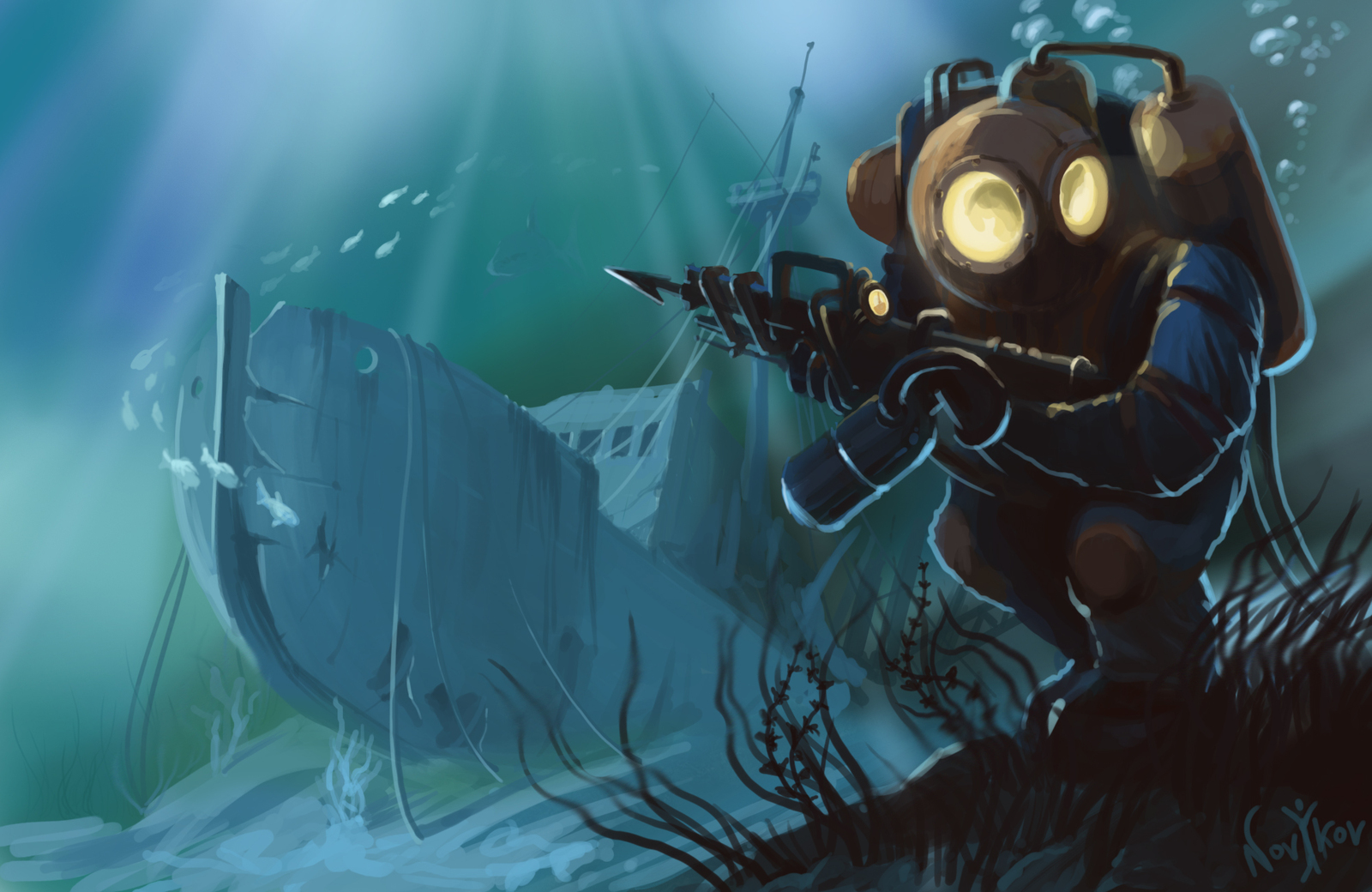 So, inspired by bioshock) - My, Art, Digital, Photoshop