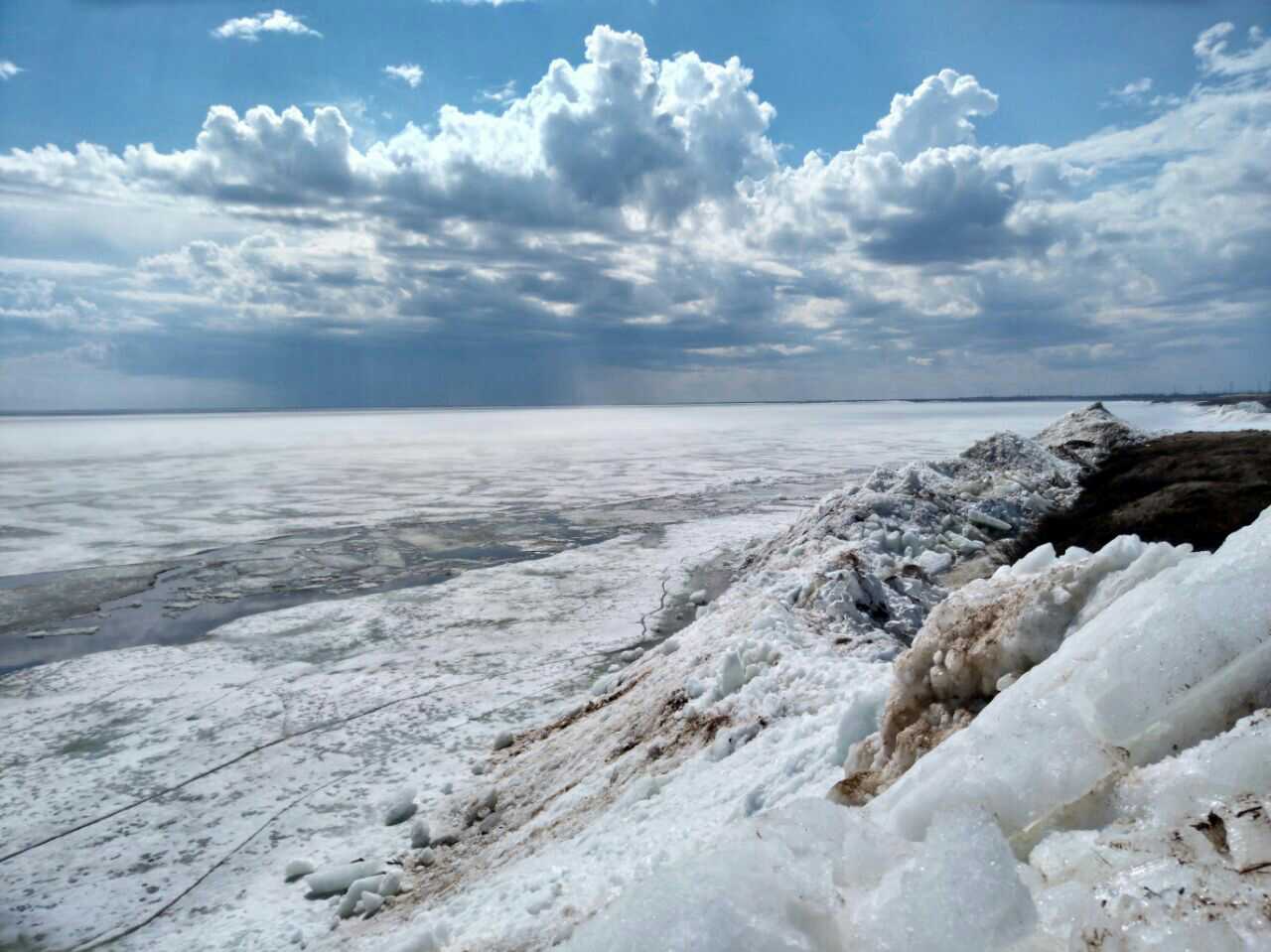 Spring in the North - My, North, Glacier, Gulf of Ob, Nature, beauty of nature, Sky, The sun, Longpost