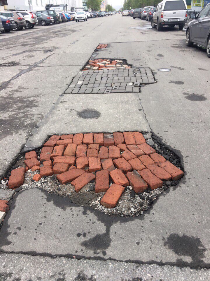 Road in Murmansk - Russia, Murmansk, Road, Bricks